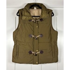 Jockey Quilted Toggle Puffer Vest Olive Green Gorpcore Cabin Utility Women's M